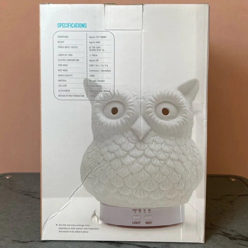 Oil Diffuser, Bluzen Owly Ceramic Oil Diffuser, Aromatherapy